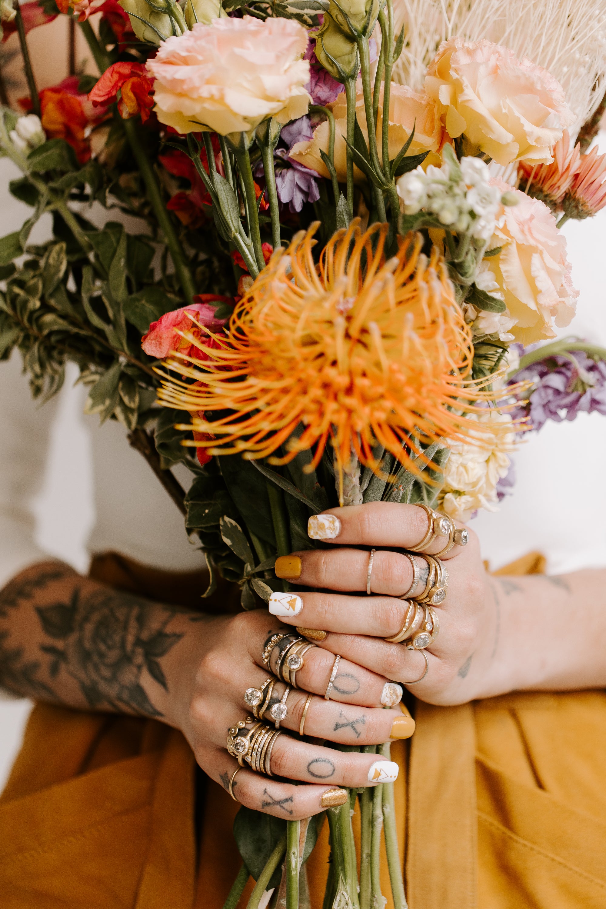 .545 ctw Natural Salt + Pepper Round Diamond - Handmade Two-Tone 18ky/14kpw Gold Bezel Setting