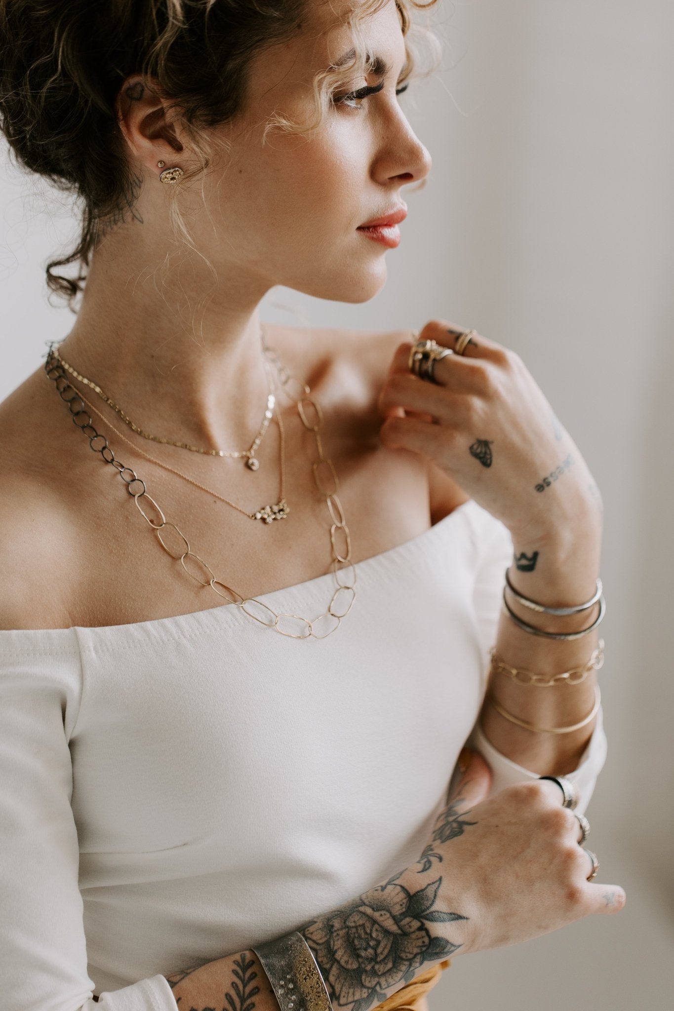 In Bloom Necklace - 22k Gold dust, 18k/14k Gold, Oxidized Silver + Reclaimed Diamonds - KMJ Kate Maller Jewelry Jewelry - Necklaces