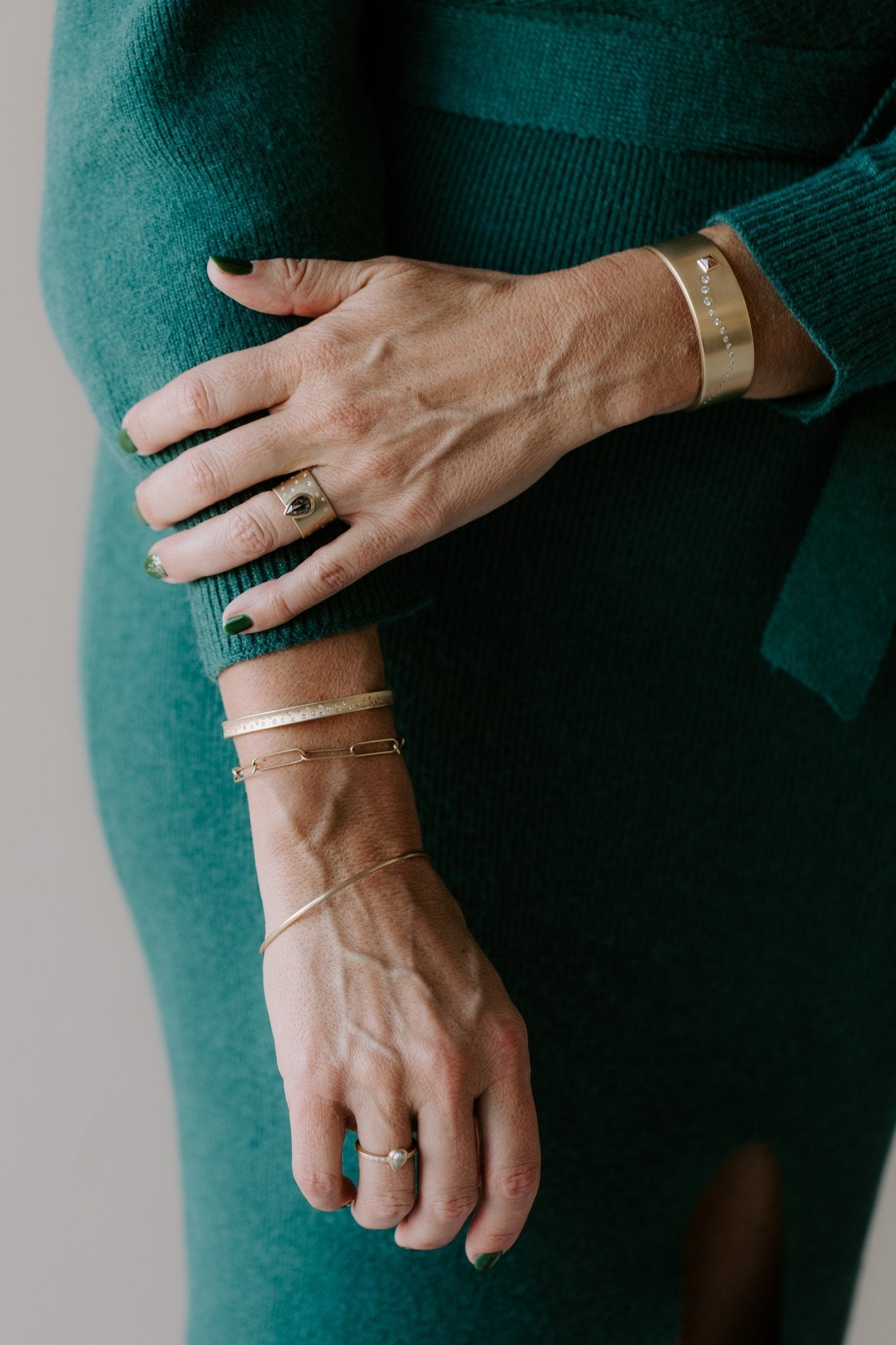 Narrow Scattered Diamond Cuff - 18ky Gold + VS Diamonds - KMJ Kate Maller Jewelry Jewelry - Bracelets