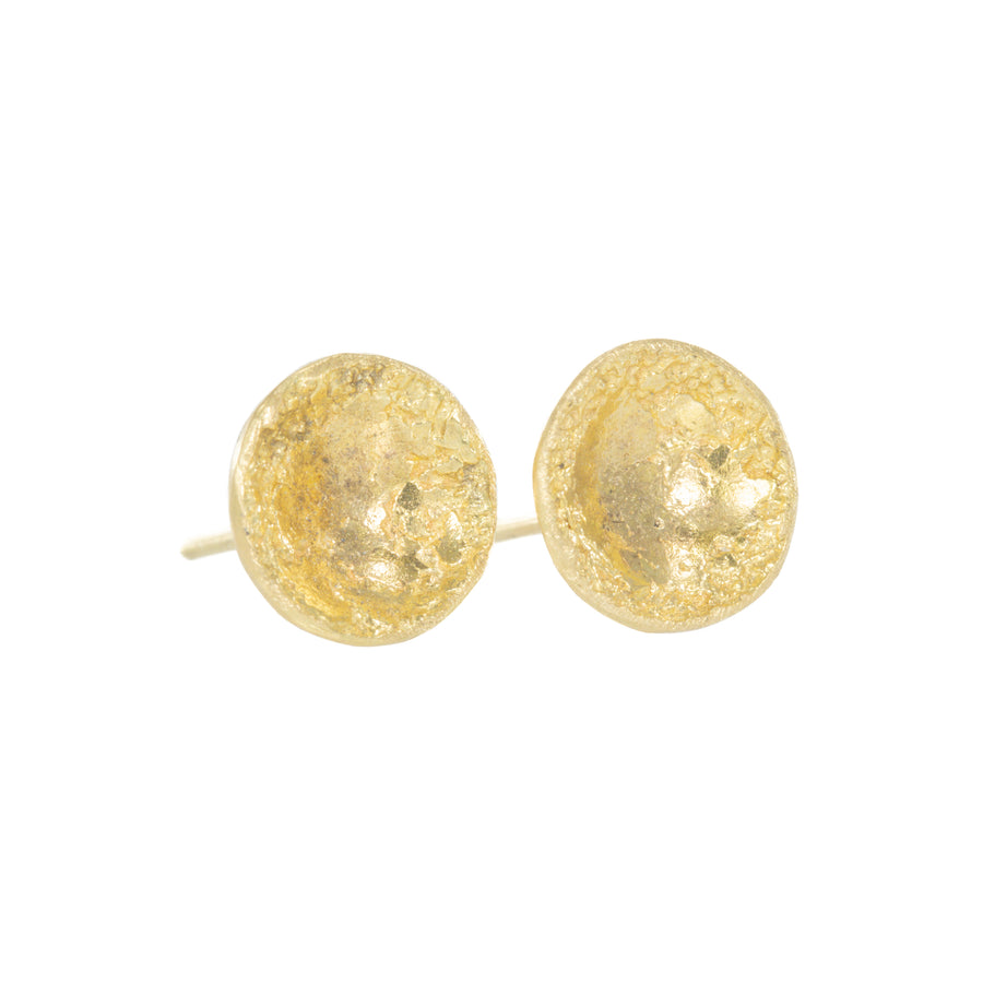 Double Gold Moon Surface Studs - 22ky + 18ky