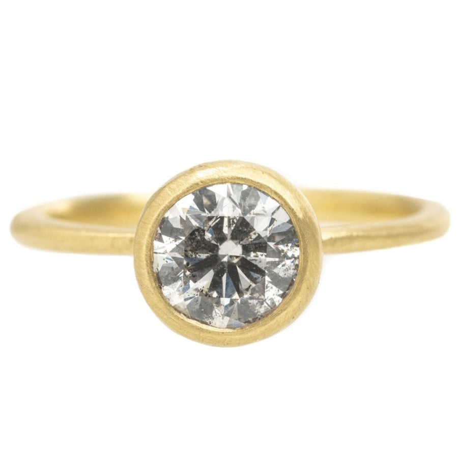 Legacy Diamond Ring - Salt + Pepper Brilliant Cut Diamond set in a 18ky with a Tapered Band