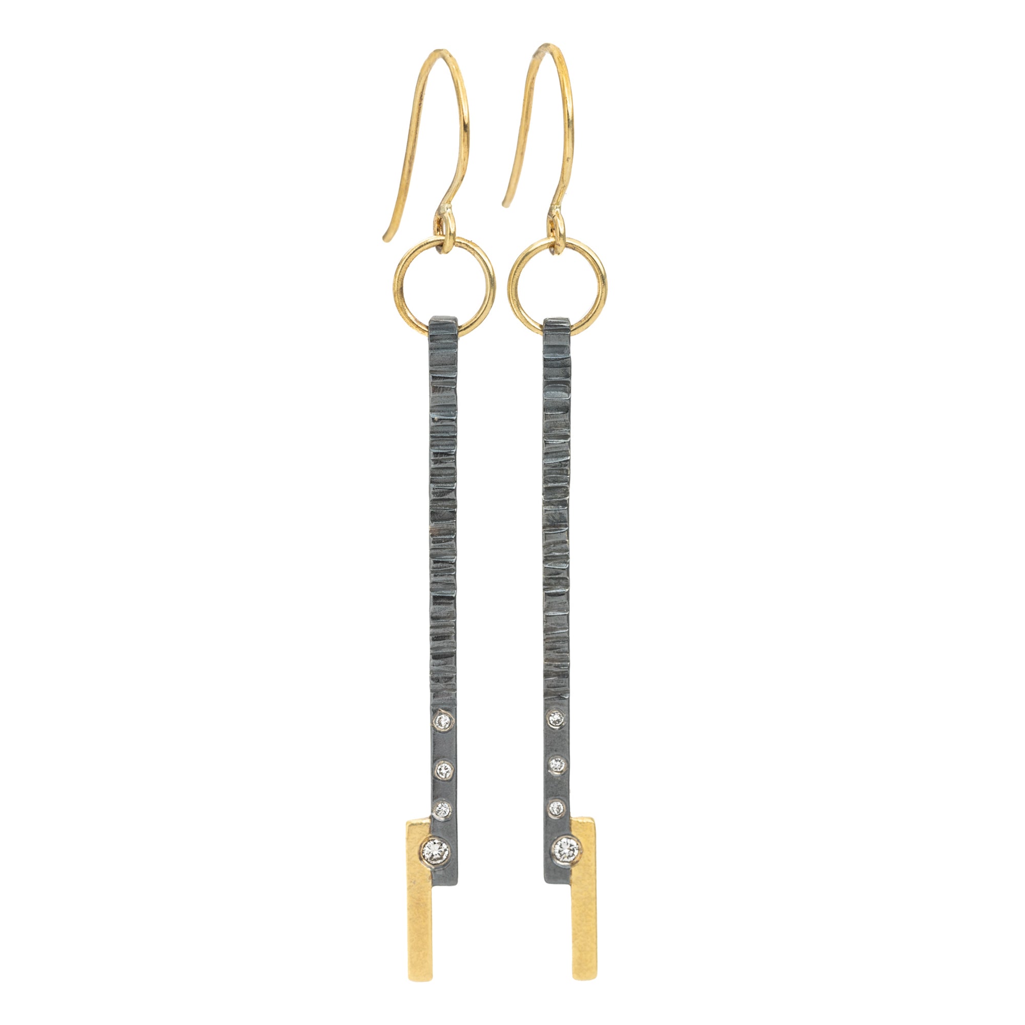 Classic Aspen Earrings - 18k gold, Oxidized Silver + Reclaimed Diamonds - KMJ Kate Maller Jewelry Jewelry - Earrings