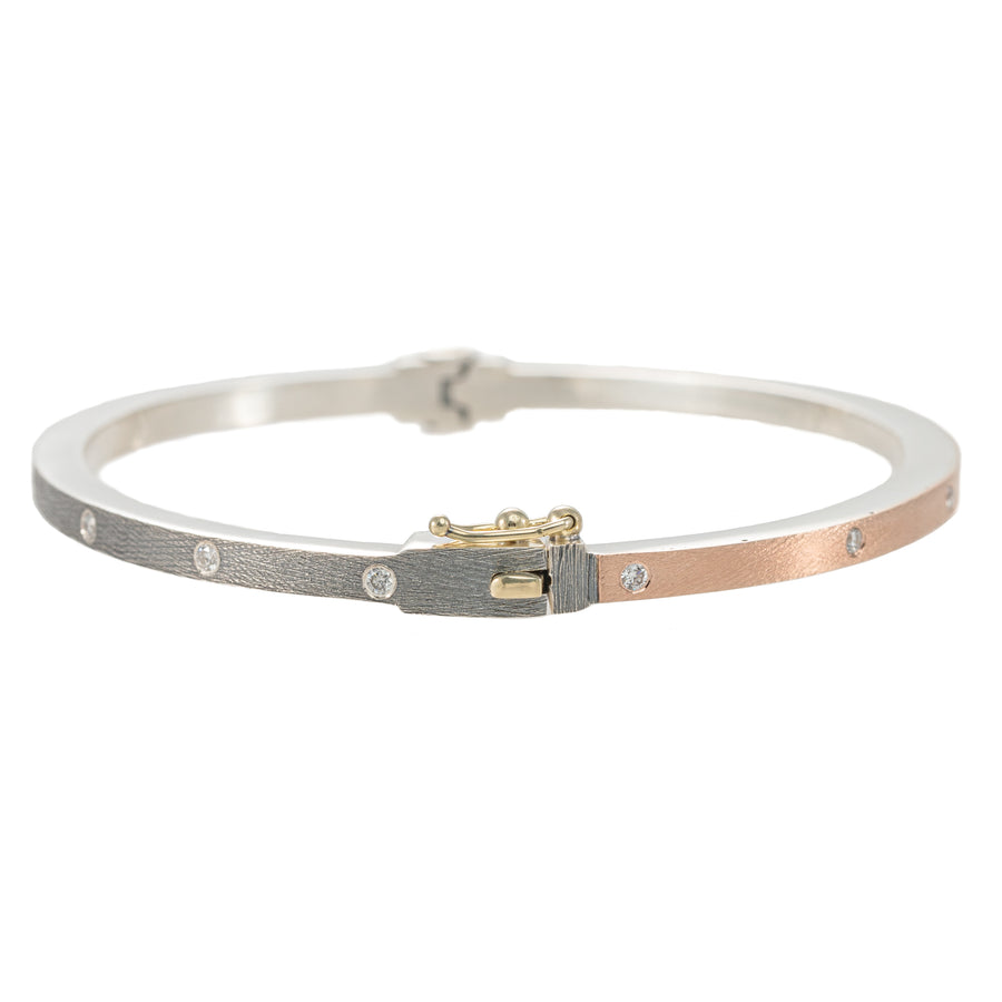 Carol Bangle- Silver + 18k Rose Gold + Diamonds
