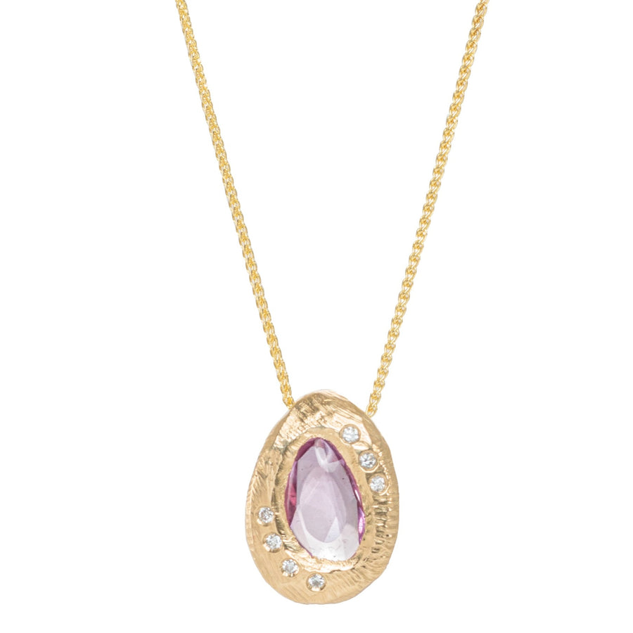 Diamond Freeform Slider Necklace - 18ky, Pink Sapphire + Diamonds