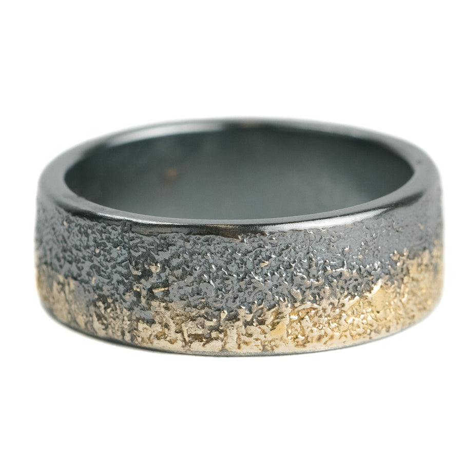 Dusted Slice Ring - 22k Gold, Oxidized Argentium Silver