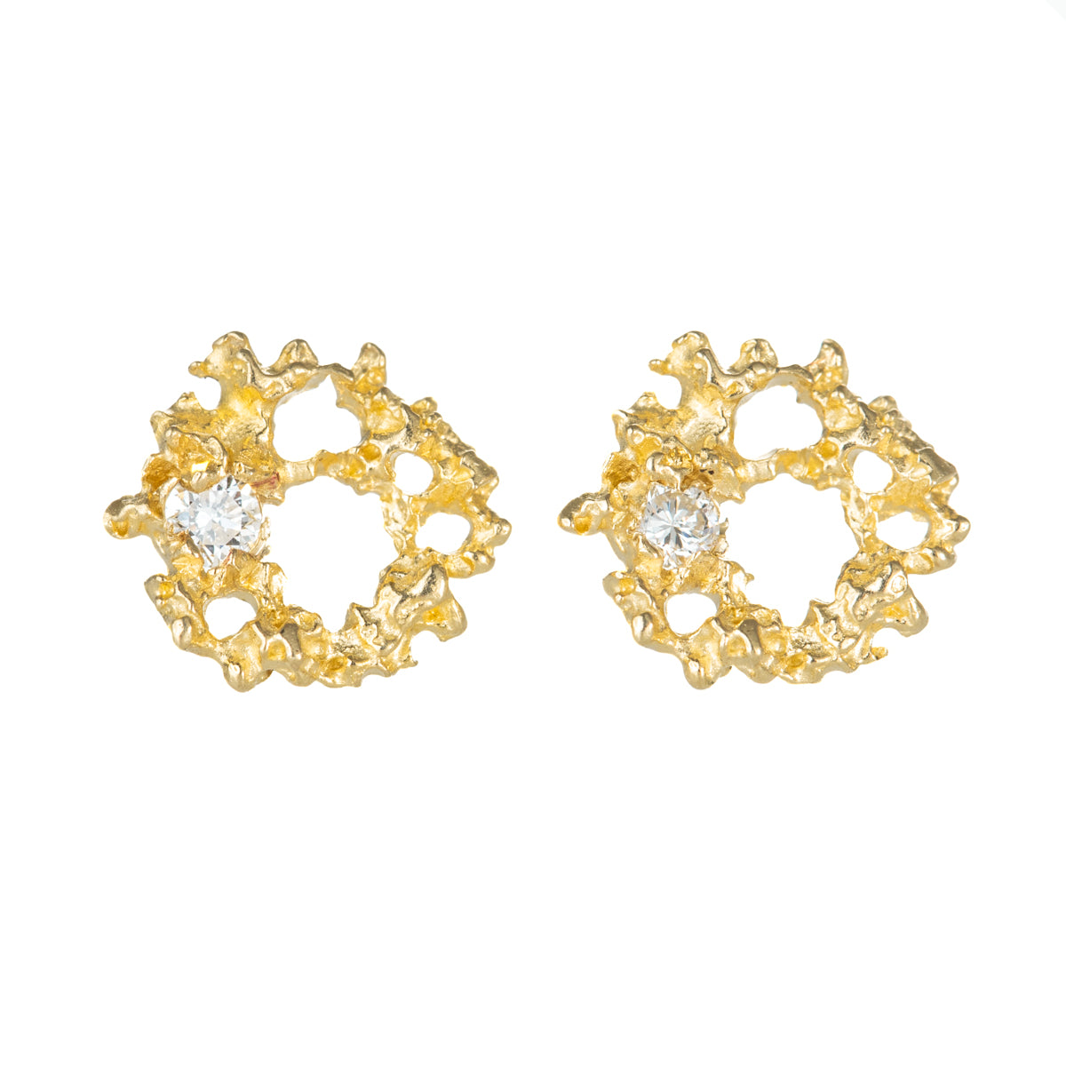 Supernova Studs - 14ky Gold + Diamonds