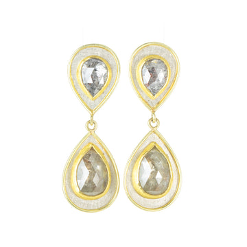 Two Rose Cut Diamond Drop Earrings -18k/22k