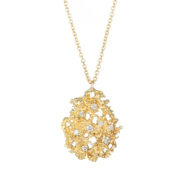 Pear Necklace 14ky Gold + Diamonds