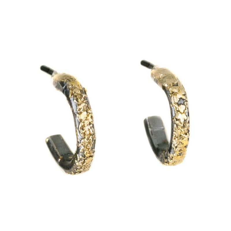 Miniest Hoop Earrings - 18k Gold, 22k Gold Dusted, Oxidized Silver