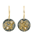 Mini Disc Earrings - 18k Gold Fused with Oxidized Silver
