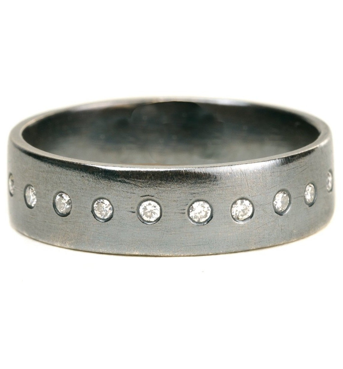 Slice Diamond Band - Oxidized Silver + Diamonds