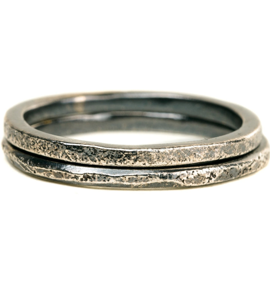 Dusted Stackers - 22k Gold, Oxidized Silver