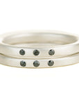 The Jane Stack Rings - Matte Silver + Black Diamonds