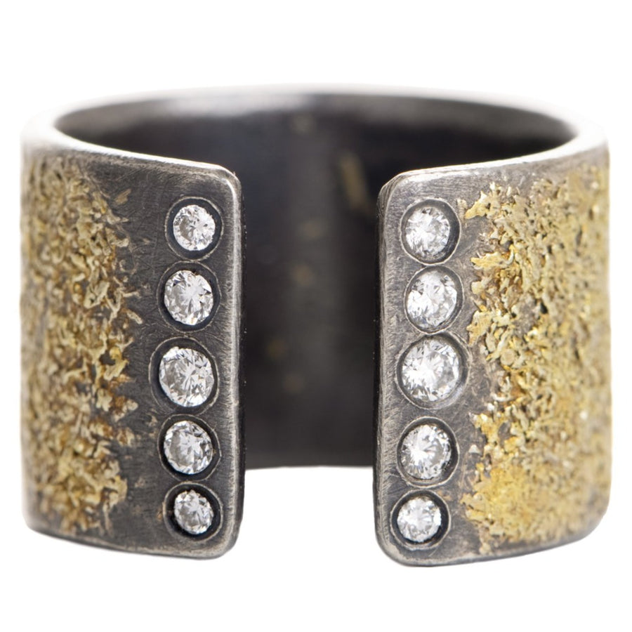 Summer Travel Band - 22k Gold, Oxidized Silver + Reclaimed Diamonds