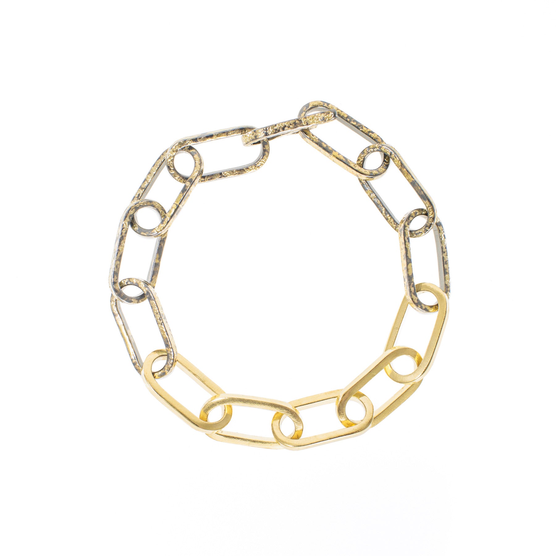 Lyrical Chain Bracelet - 22ky, 18ky + Oxidized Silver