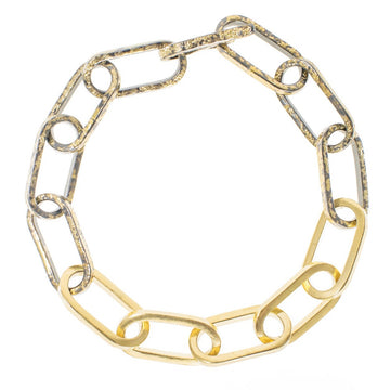 Lyrical Chain Bracelet - 22ky, 18ky + Oxidized Silver
