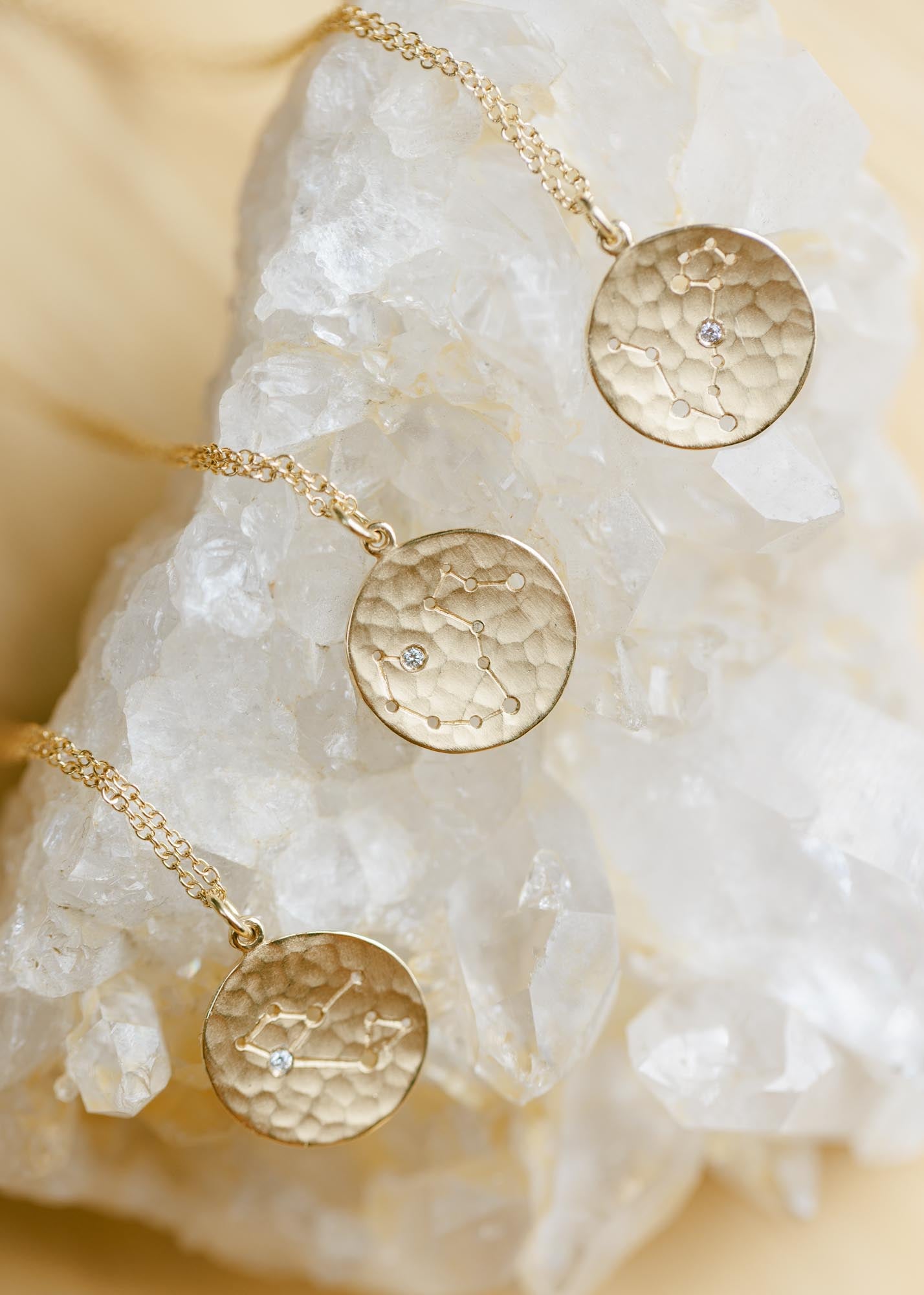 Celestial Sign Necklaces - 18k Gold + Diamond