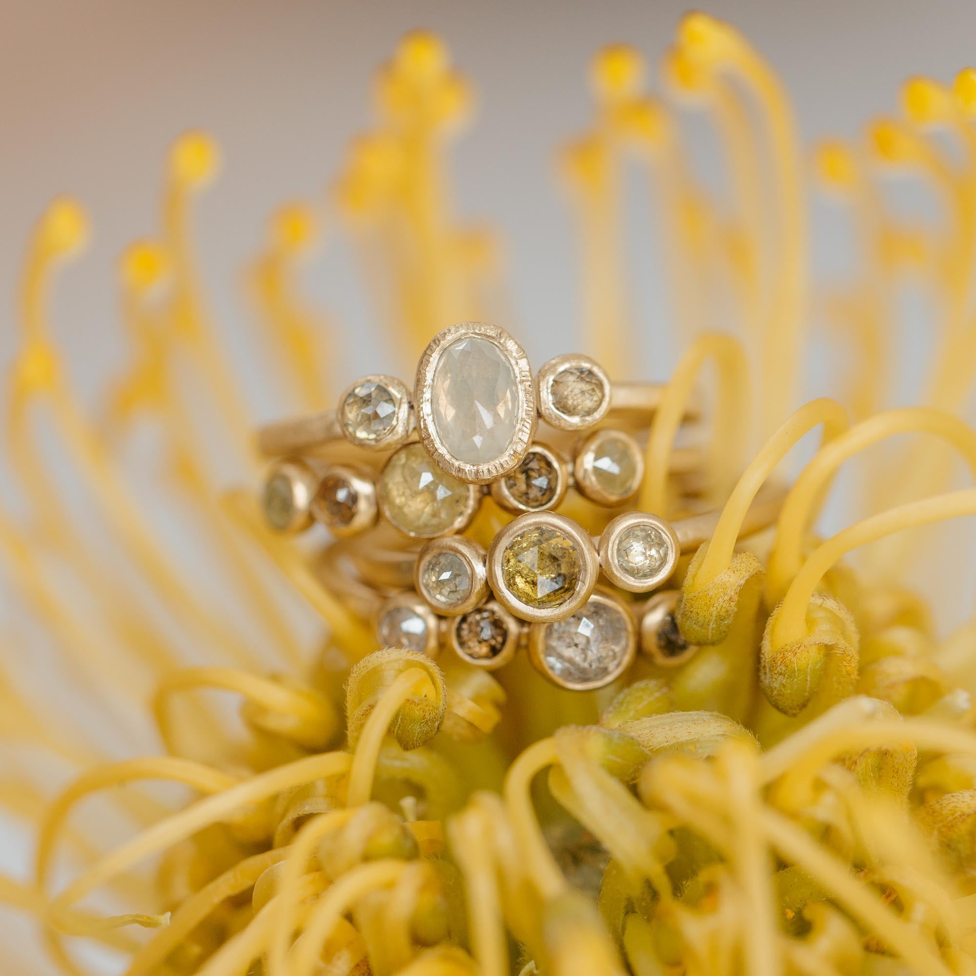 Oval Moonfire Diamond Ring - 18ky + Diamonds