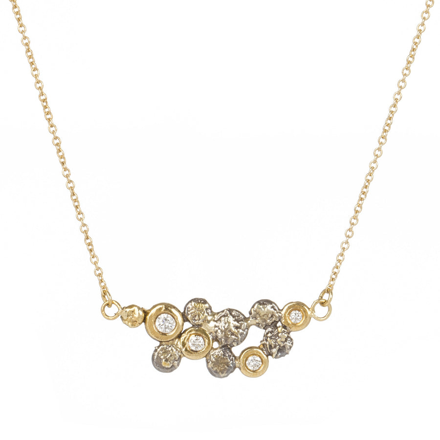 In Bloom Necklace - 22k Gold dust, 18k/14k Gold, Oxidized Silver + Reclaimed Diamonds