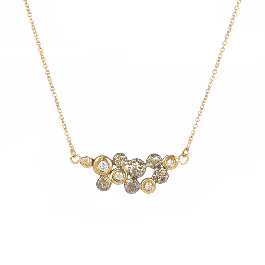 In Bloom Necklace - 22k Gold dust, 18k/14k Gold, Oxidized Silver + Reclaimed Diamonds