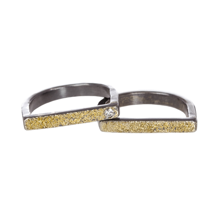 Slice Stacking Rings - 22k/18k Gold, Oxidized Silver + Reclaimed Brilliant Diamonds