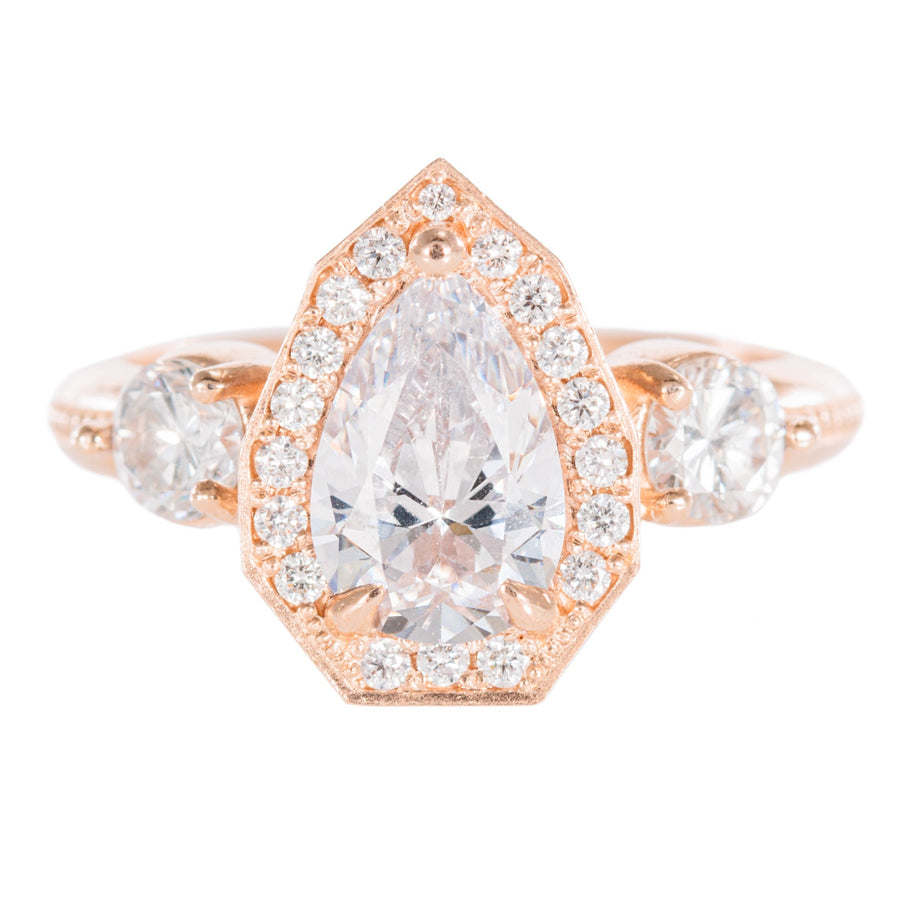Stella Pear Ring - 14k Rose Gold  + Diamonds