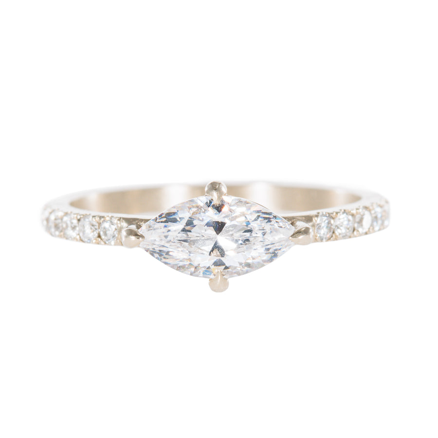 Mia Marquis Ring Mounting - 18kw + Diamonds