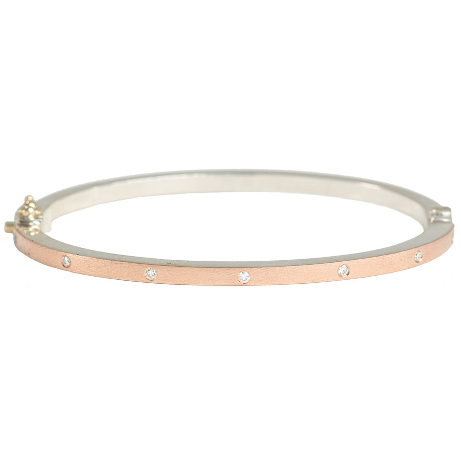 Carol Bangle- Silver + 18k Rose Gold + Diamonds