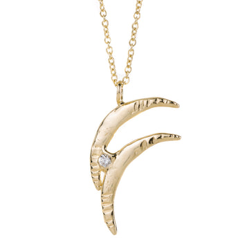 New Moon Guardian Necklace - Diamond + 14k Gold