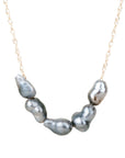 5 Ombré Tahitian Keshi Pearl Necklace - 14k Gold