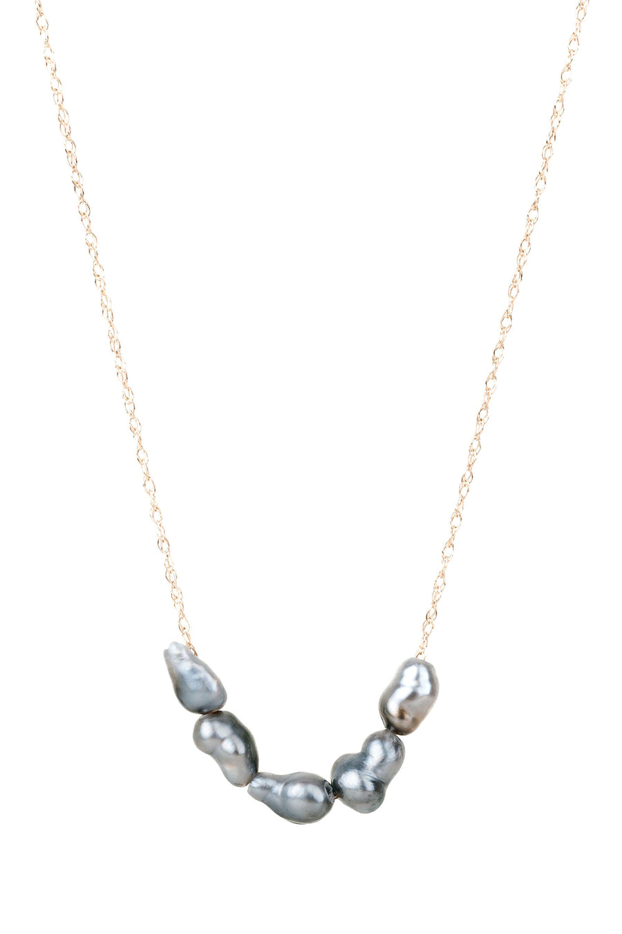 5 Ombré Tahitian Keshi Pearl Necklace - 14k Gold