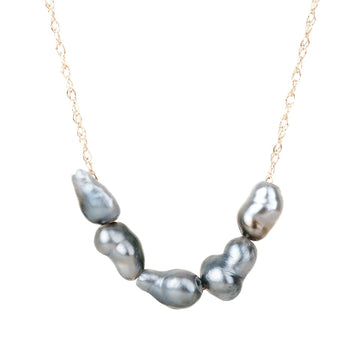 5 Ombré Tahitian Keshi Pearl Necklace - 14k Gold