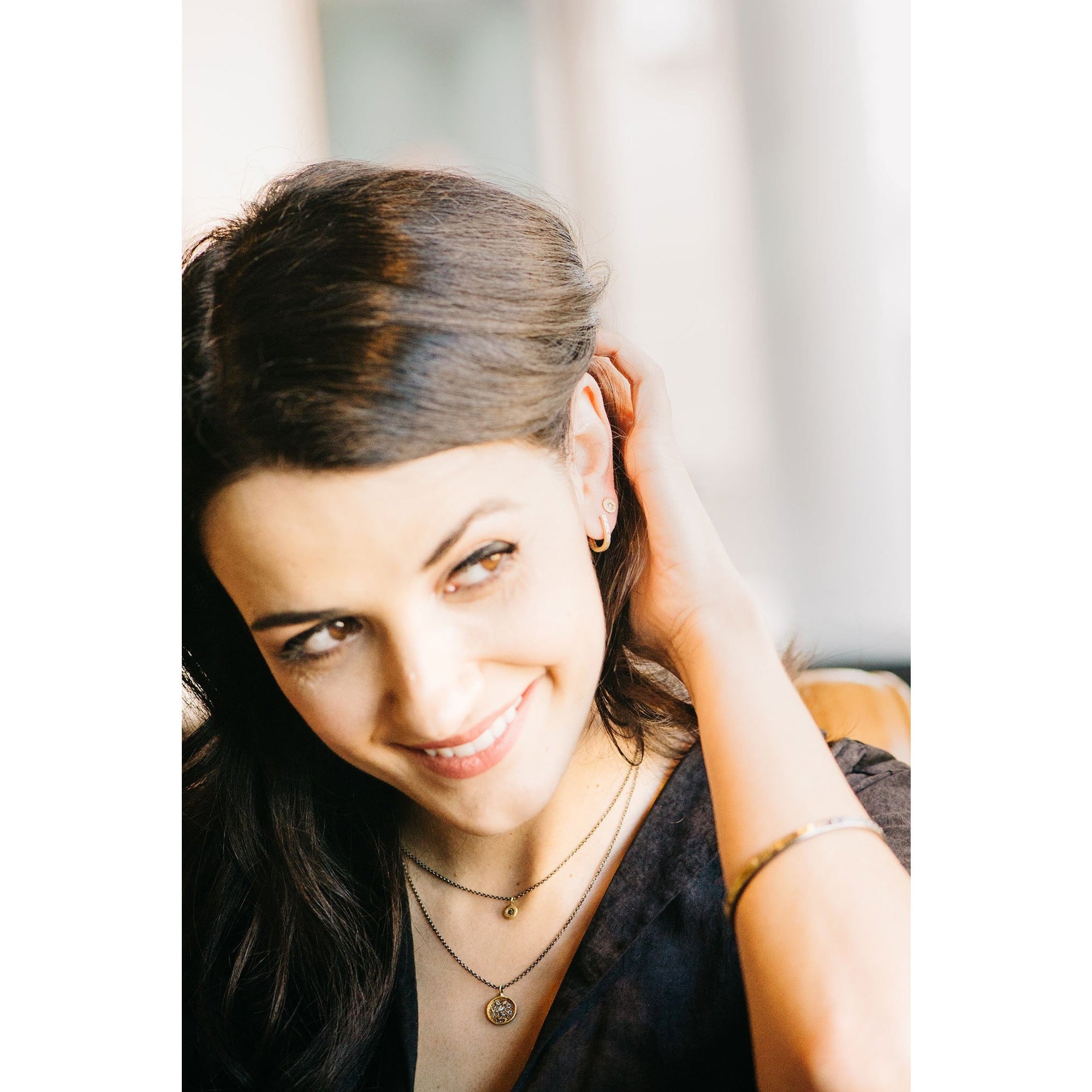 Traveler Huggie Hoops - 18k Gold, Oxidized Silver + Reclaimed Diamonds