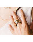 Radiance Band - 18k Gold, Oxidized Silver + Diamonds