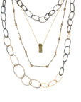 Dusted Bar + Link Necklace - 22k/14k Gold + Oxidized Silver - KMJ Kate Maller Jewelry Jewelry - Necklaces