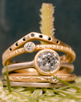 .545 ctw Natural Salt + Pepper Round Diamond - Handmade Two-Tone 18ky/14kpw Gold Bezel Setting