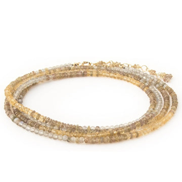 Golden Ombre Wrap Bracelet-Necklace - 18k Gold, Labradorite, Brown Garnet + Citrine