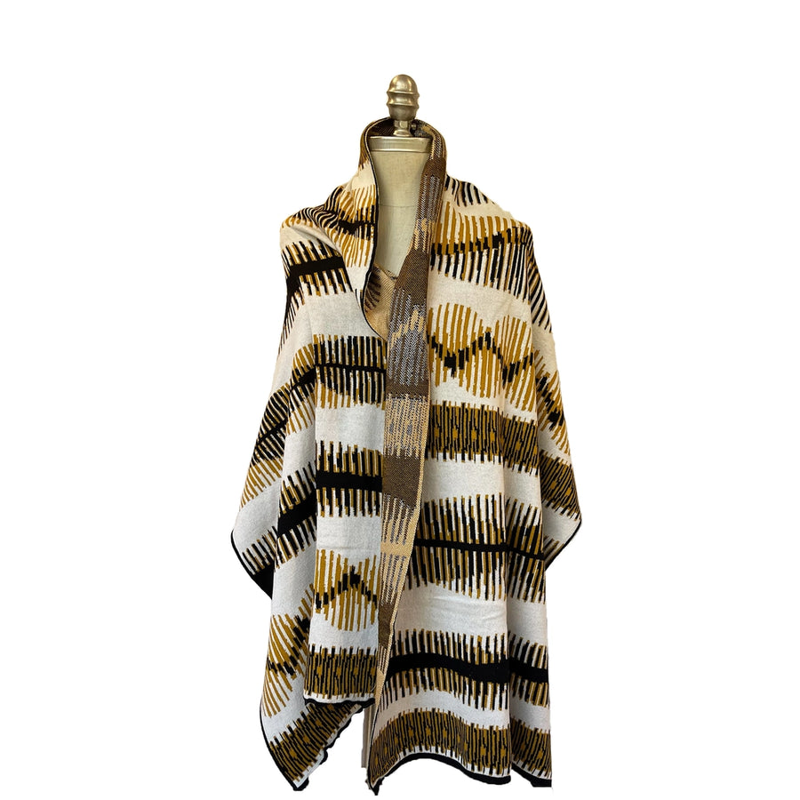 100% Italian Spun Egyptian Cotton Body Cocoon Wrap: Harmonics Print - Golden Rod
