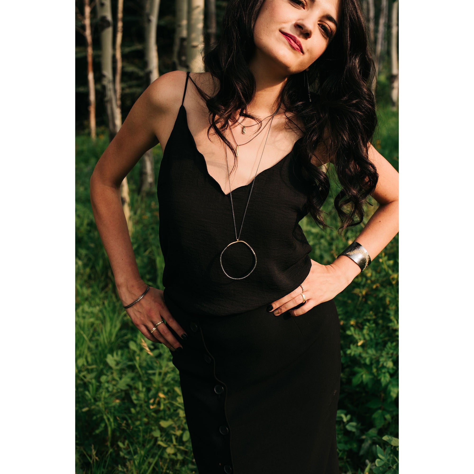 Aspen Bauble Necklace - 18k gold, Oxidized Silver + Reclaimed Diamonds