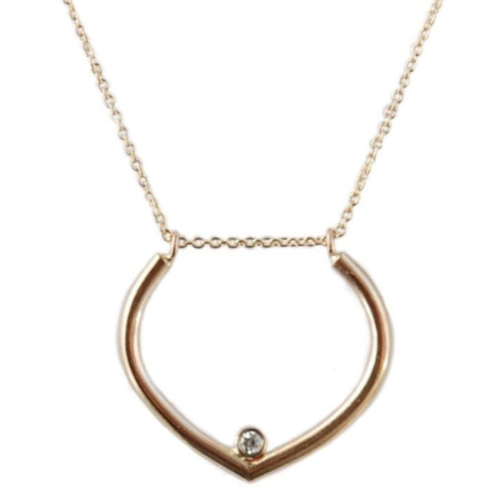 Open Betel Leaf + Diamond Necklace - 14k Gold + Diamond