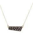 Black + Gold Scattered Diamond Necklace on 14k Gold Chain - 18ky, Oxidized Silver + VS Diamonds