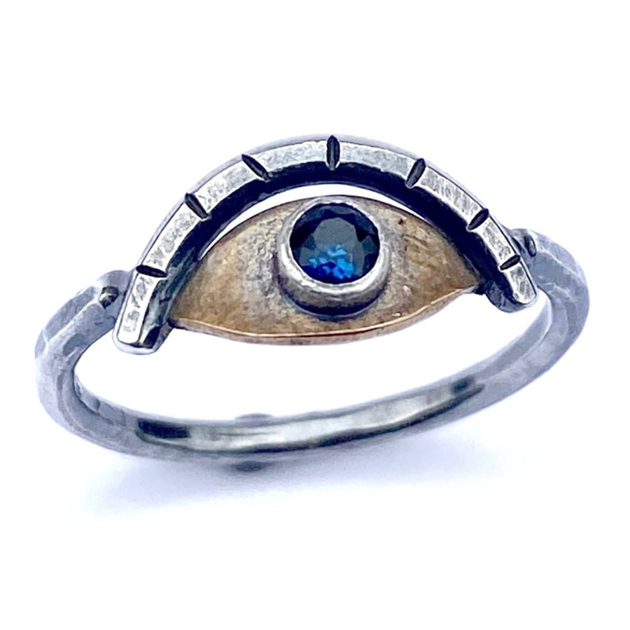 Ojo Ring - Brass, Silver + Sapphire