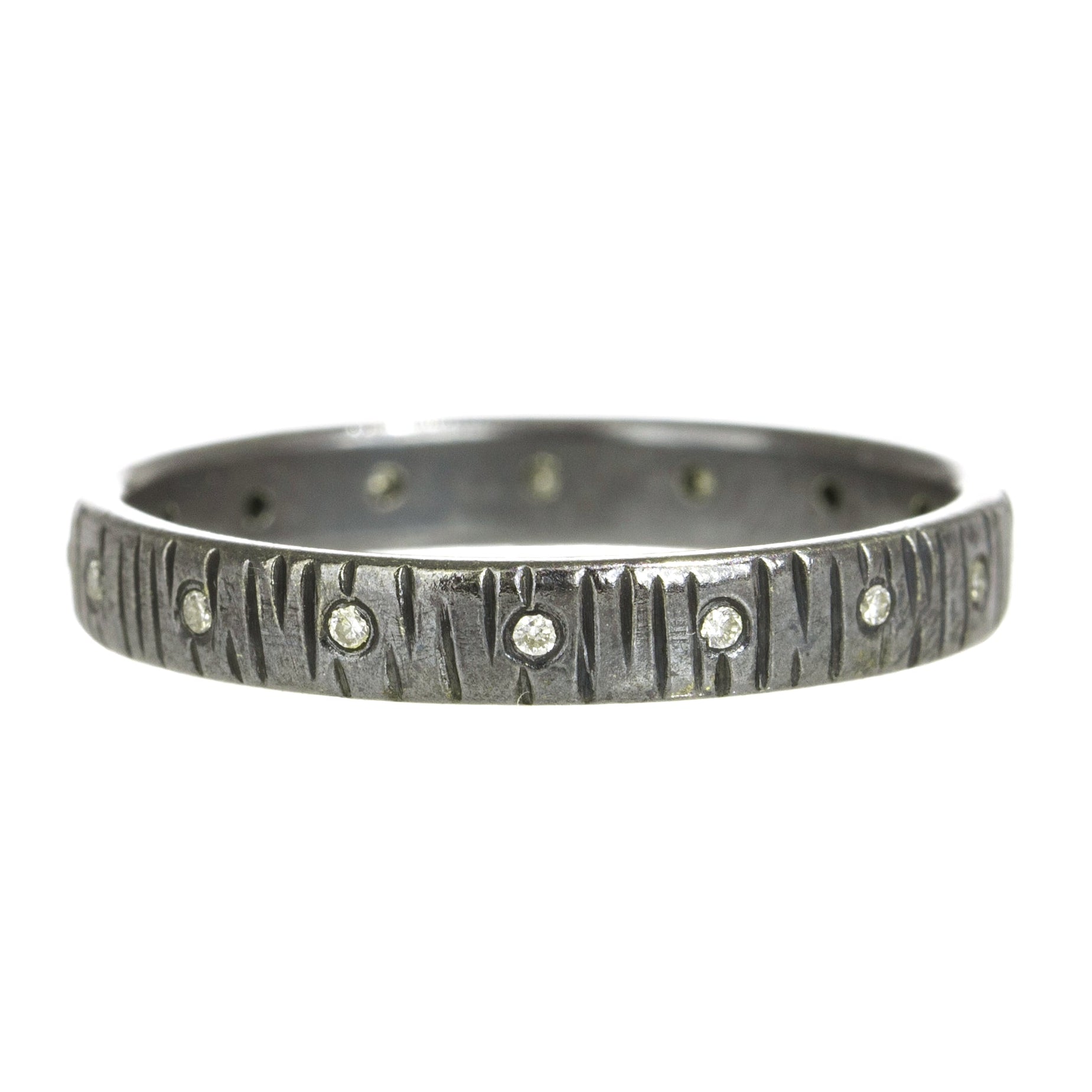 Oxidized Aspen Wedding Band - Oxidized Silver + VS Diamonds - KMJ Kate Maller Jewelry Jewelry - Bridal