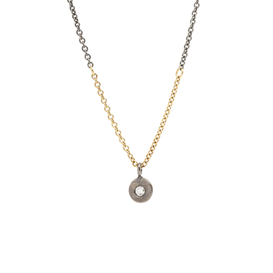 Pebble Necklace - 18k Gold, Oxidized Silver + Reclaimed Diamonds