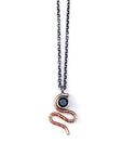Serpent Necklace - 14k Gold, Sterling Silver + Black Spinel