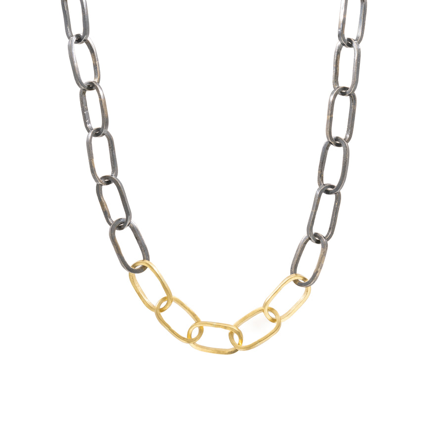 Heavyweight Black + Gold Chain Necklace - 22k/18k gold, Oxidized Silver