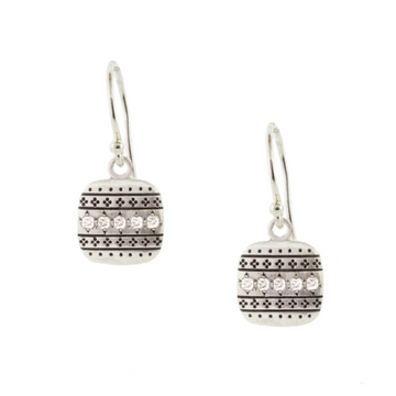 Square Nomad Earrings - Sterling Silver + Diamond