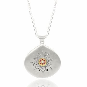 Soleil Pendant Ruby Circle - Sterling Silver + Ruby