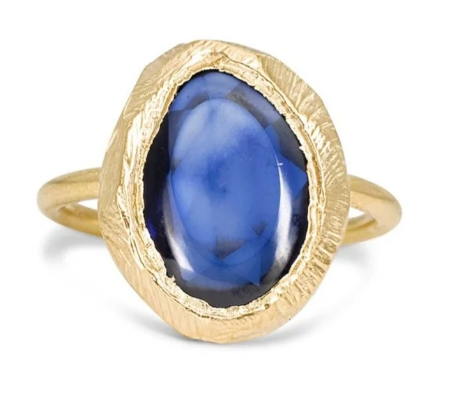 OOAK Freeform Blue Sapphire Ring - 18k Gold + Sapphire