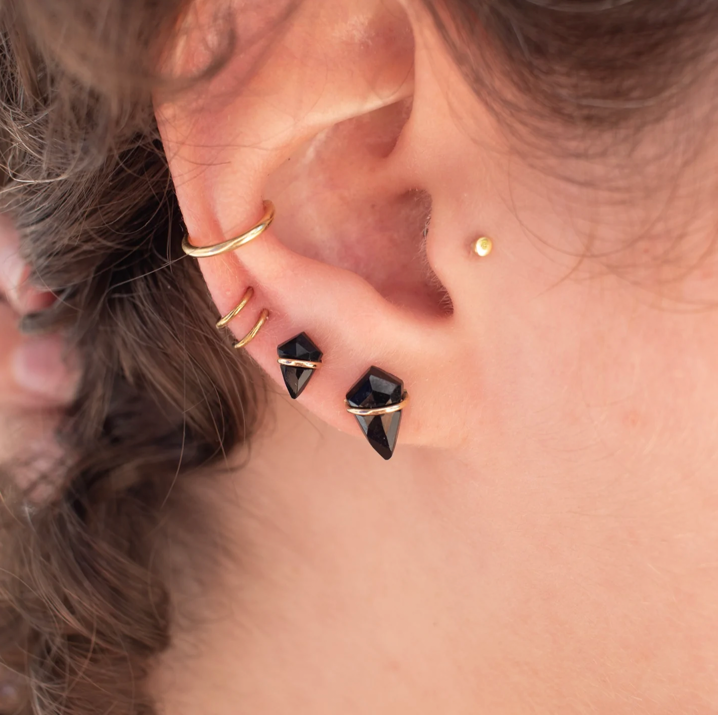 Small Kite Stone Studs - 18k Gold